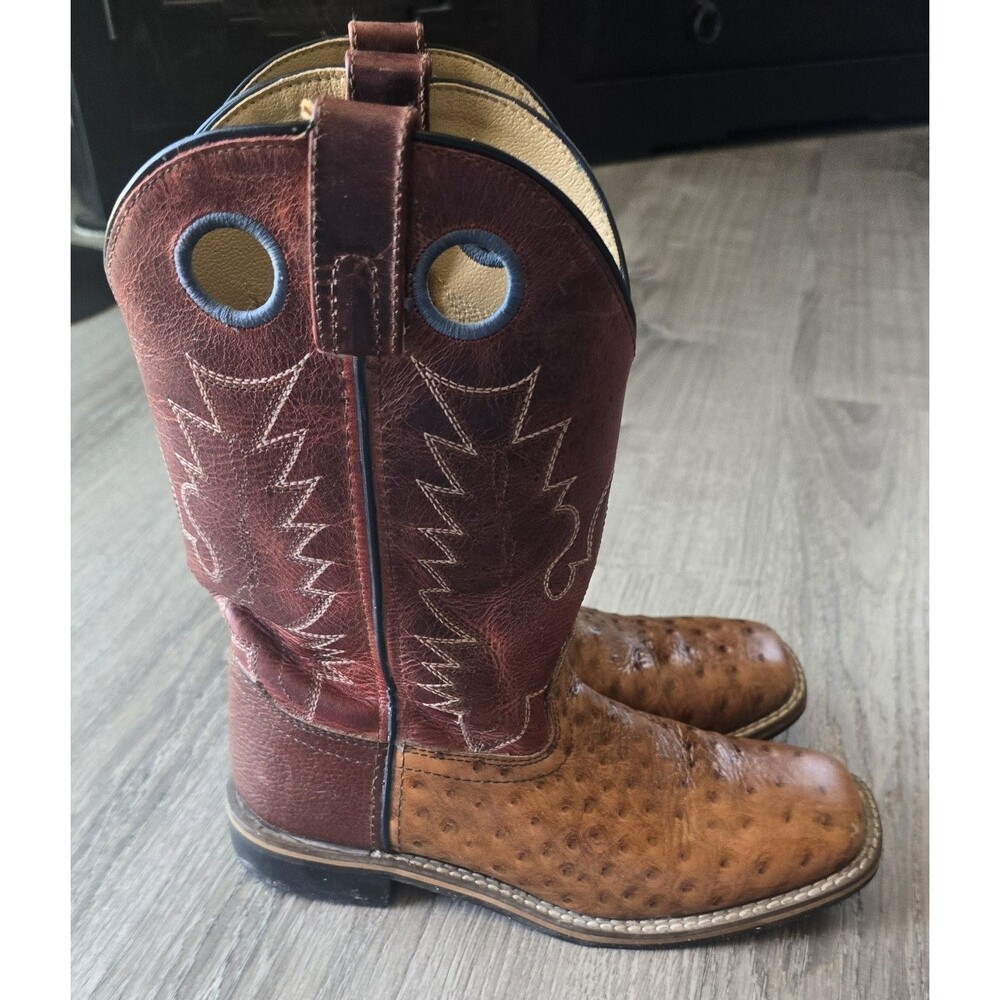 Smoky Mountain Boys Sz 4.5 Ostrich Print Western Boot Square Toe 3752Y